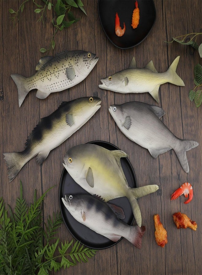 Hokoad 6 Pack Fake Fish, Realistic Artificial Fishes Models, 14 in Rubber Lifelike Sea Fishes Set, Lifelike Fake Sea Fish Decor for Photography Props, Party Display, Kitchen Decor - Image 5
